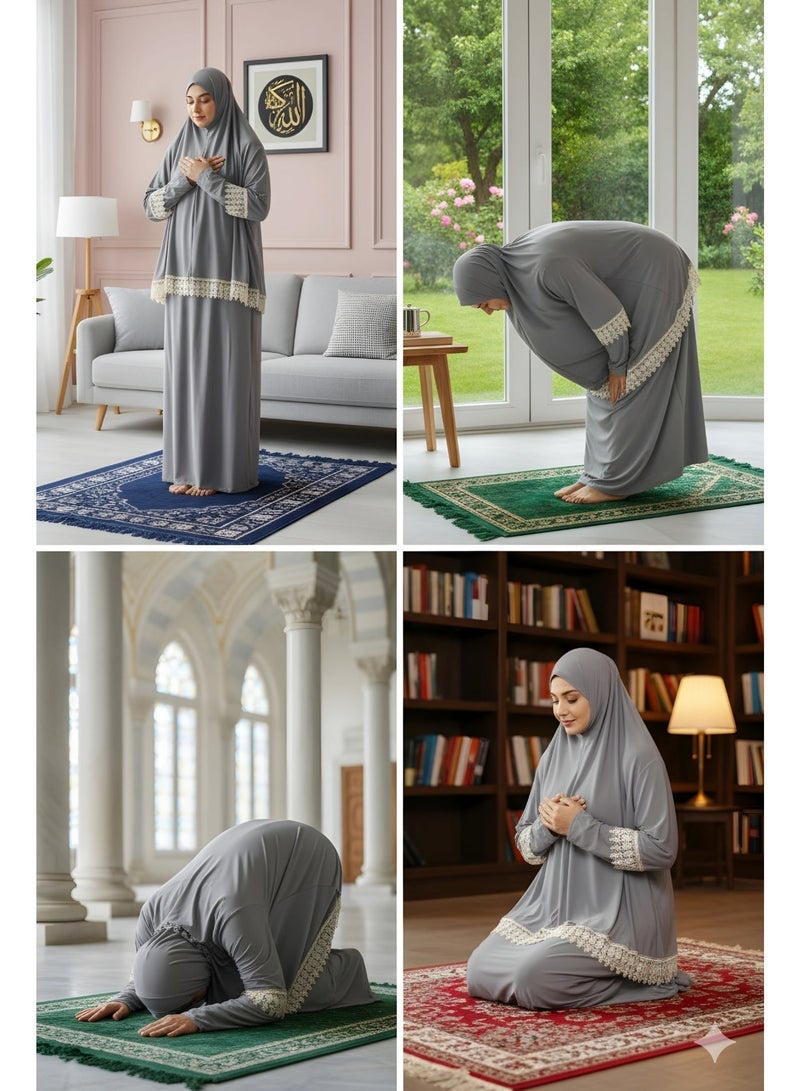 OLUDENIZ Women’s Two-Piece Prayer Dress – Cool Lycra Fabric – Full Modest Coverage – Fits Most Sizes – Turkish Quality – Perfect Gift Option - Image 4